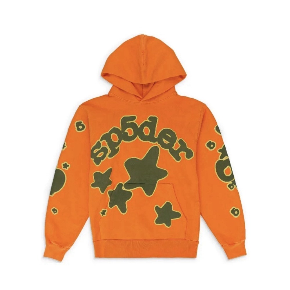 Sp5der WorldWide X Young Thug Orange Beluga Hoodie Small New
